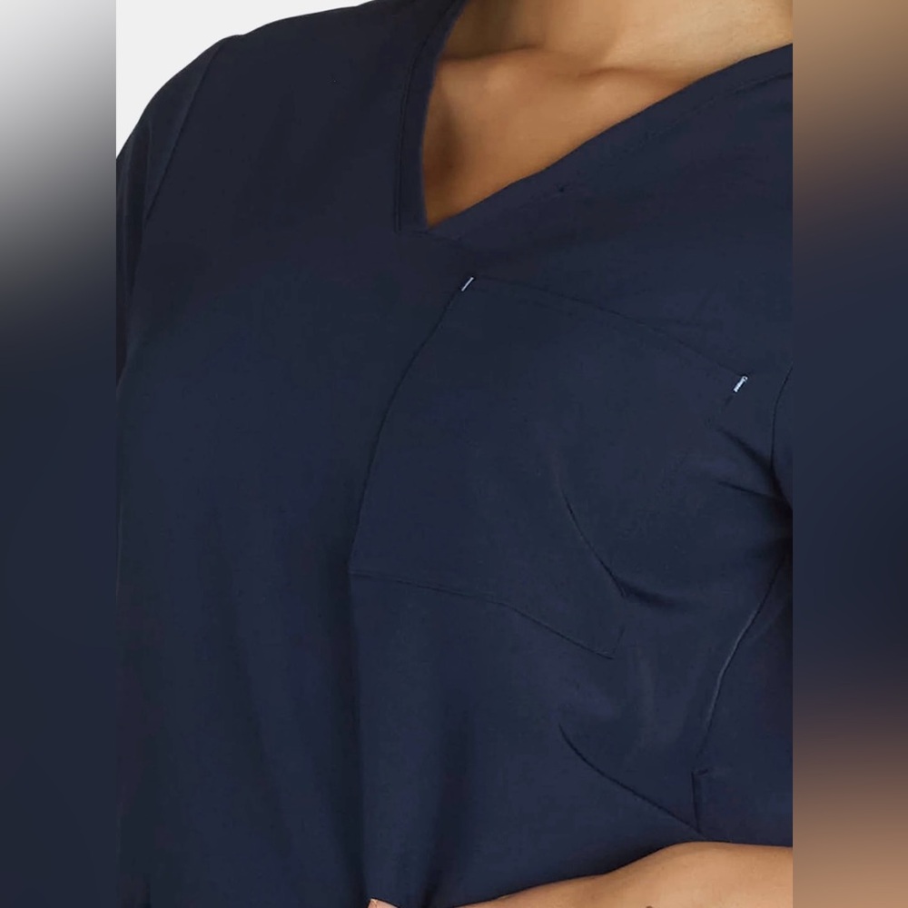 NWT Navy V-Neck Scrub Set - Two-Piece Drawstring straight leg - Picture 3 of 11